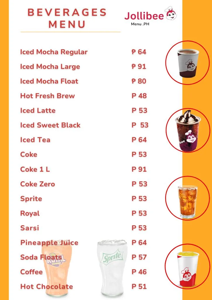 Jollibee Beverages Menu