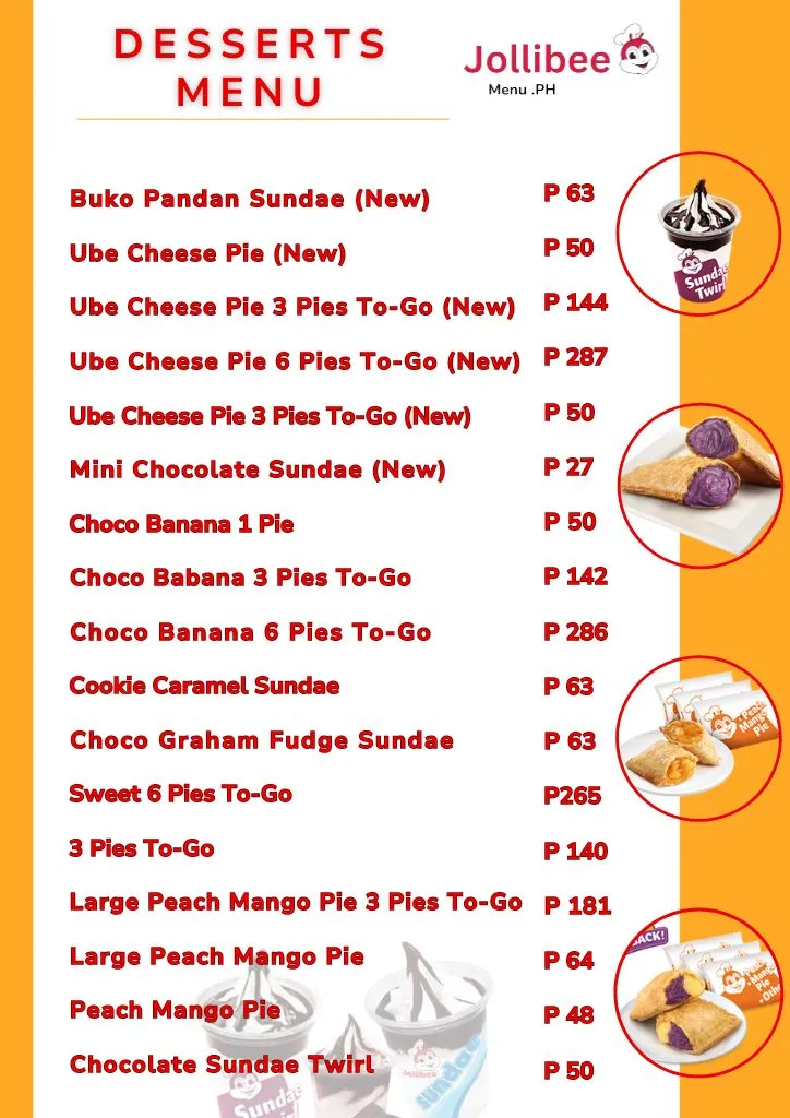 Jollibee Desserts Menu